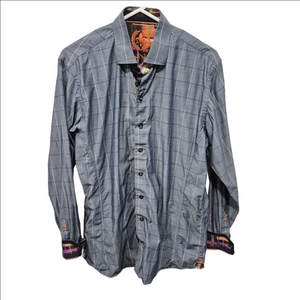 AU NOIR Grid Check Contrast Pattern Long Sleeve Button Down Shirt